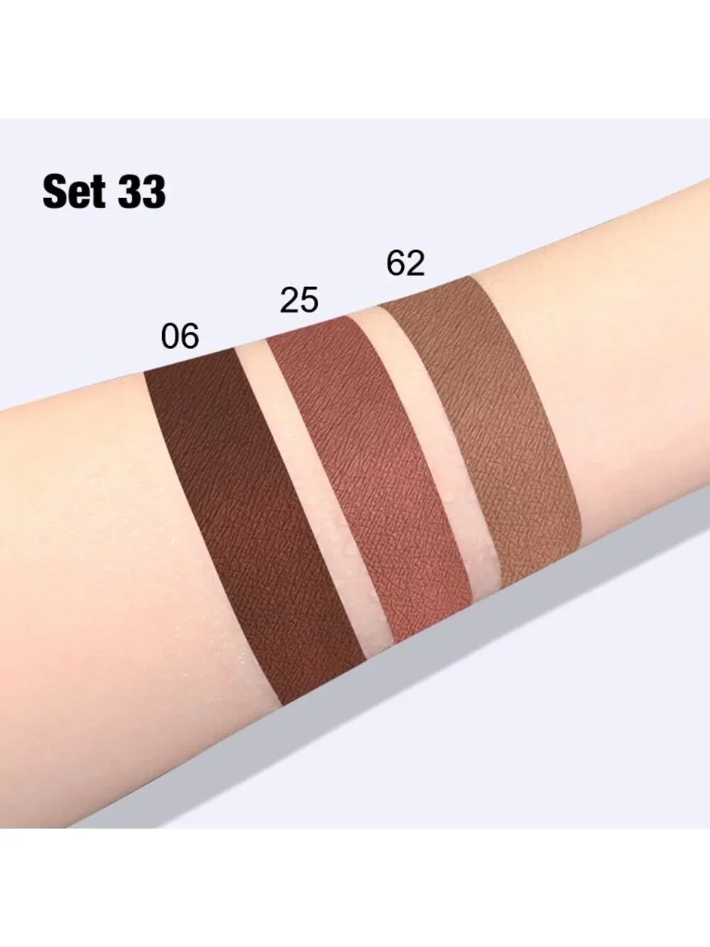 Set33-Chocolate & Red Brown & Nude 3pcs Matte Liquid Lipstick Lip Gloss Kit